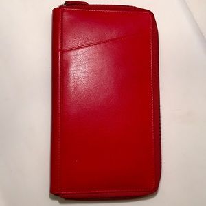 New Genuine Leather Passport Wallet Case $125 Red
